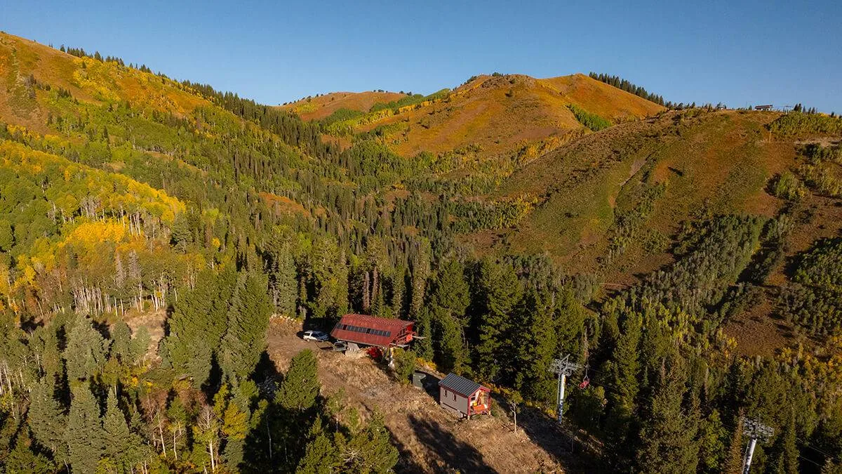 Modular structure on a forested mountainside